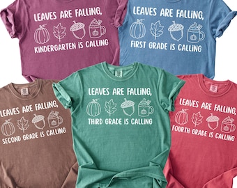 Grade Level Teacher Fall Shirts, School Fall Staff Shirts, Elementary Fall Teacher Team t-Shirts, Gift for Teachers, Fall leaves teacher Tee