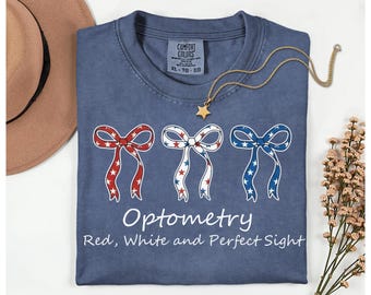 Optometry Patriotic Coquette t-Shirt, Optometrist Staff 4th of July Shirt, Eye Care Office Patriotic t-Shirt, Gift for Optometrist