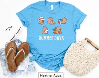 Capybara Summer Days Shirt  For Women, Capybara Unisex Tee, Cute Capybara t shirt Gift, Summer Tee, Summer Capybara Tee