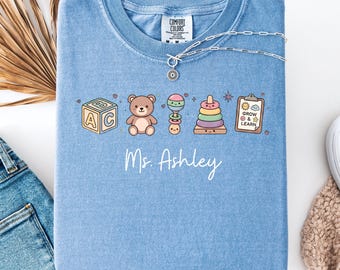 Infant Teacher Retro Personalized t-shirt, Preschool Teacher Appreciation Gift Tee, Daycare Teacher t-shirt, Childcare Provider Gift tshirt