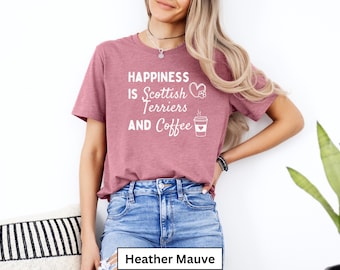 Maglietta con Scottish Terrier e Caffè, Maglietta con Scottish Terrier, Maglietta con Scottish Dog, Maglietta con Scottish Dog, Regali con Scottish Dog, Maglietta con Scottish Terrier