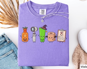 Dermatology Retro Halloween t-Shirt, Dermatologist Halloween Office Staff Gift Tee, Skin Care Specialist Fall tShirt, Gift for Dermatologist