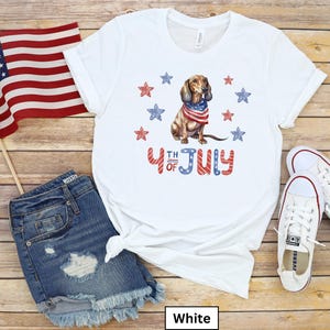 Dachshund 4th of July Tee Shirt, Patriotic Weiner Dog Shirt, Red White Blue Doxie Tee, Independence Day Dog Tee Shirt, Dachshund Lover