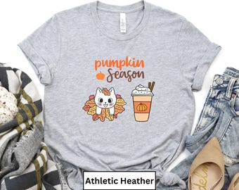 Autumn cat tee, Pumpkin spice cat shirt, pumpkin cat shirt, cat fall shirt for women, cat autumn shirt