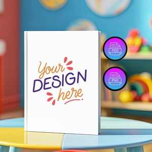 Book Cover Mockup | Hardcover Notebook Mockup | KDP Book Cover Mockup | Canva PNG and Smart Object PSD | 8 x 11 Inches Book Cover