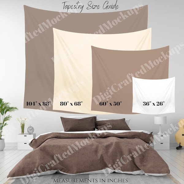 Wall Tapestry Size Chart | Wall Tapestry Size Guide | Indoor Tapestry Size Chart | Horizontal Tapestry Size Chart | Tapestry Mockup Sizes