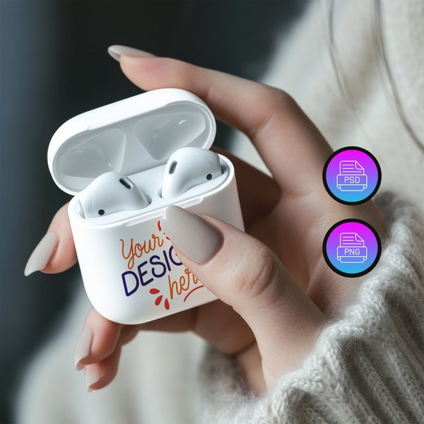 Airpods Case Mockup | 2nd/1st Gen Airpods Case Mockup | Dye Sublimation Airpods Template | Editable Airpods Case Mockup | Smart Object PSD
