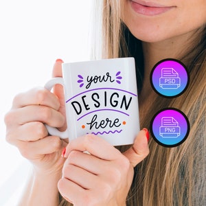 11 oz Mug Mockup | Ceramic Mug Mockup | White Coffee Mug Mockup | POD Ceramic Cup Mockup | Canva PNG and Smart Object PSD