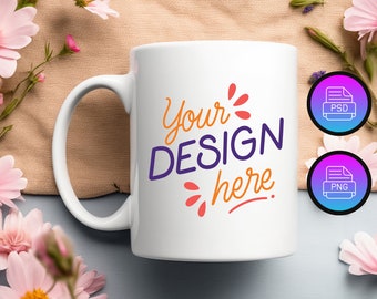 White Ceramic Mug Mockup | High-Resolution PNG, PSD