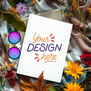 Book Cover Mockup | Hardcover Notebook Mockup | KDP Book Cover Mockup | Canva PNG and Smart Object PSD | 8 x 10.5 Inches Book Cover