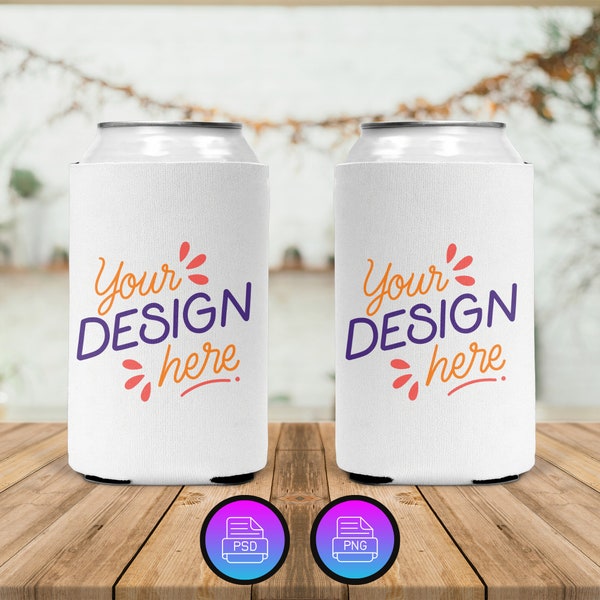 Can Cooler Sleeve Mockup | 12 oz Can Cooler Mockup | Can Holder Mockup | Use Your Own Background | PNG + Smart Object PSD