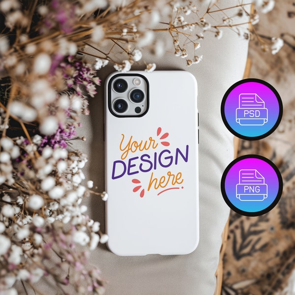 Iphone 14 Pro Tough Case Mockup | Editable Tough Case Mockup | Customizable Tough Case Mockup | Smart Object PSD and Canva PNG