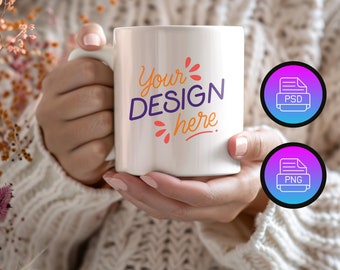 11 oz Ceramic Mug Mockup | White Coffee Cup (PSD & PNG)