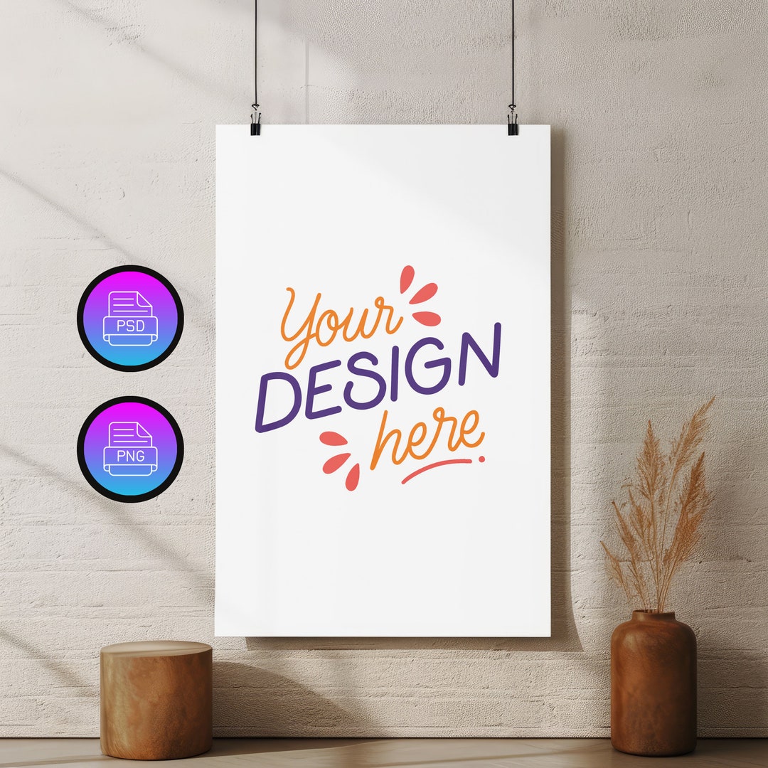 Hanging Vertical Poster Mockup | 22 X 34 Poster Mockup | Boho Poster ...