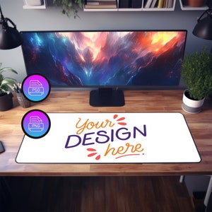 Mousepad Mockup | 32 x 16 Inches Desk Mat Mockup | Large Mousepad Mockup | Canva PNG and Smart Object PSD | Digital Download Mockup