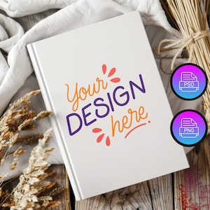 Hardcover Journal Mockup | 5.75x8 Inches Journal Mockup | Hard Backed Journal Mockup | Boho Journal Mockup | Smart Object PSD and PNG