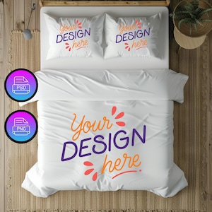 Bedding Set Mockup | Duvet Cover and Pillows Cover Mockup | Boho Bedding Set Mockup | Bedroom Mockup | PNG & Smart Object PSD