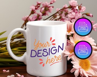 11 oz Ceramic Mug Mockup | White Coffee Cup (PNG and PSD)