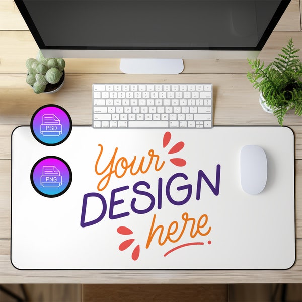 Desk Mat Mockup | 31 x 15.5 Inches Desk Mat Mockup | Mousepad Mockup | Canva PNG and Smart Object PSD |Digital Download Mockup