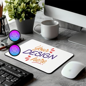 Rechteck Mousepad Mockup | Leeres Mousepad Mockup | Weiß Template Mockup | Canva PNG und Smart Objekt PSD | Digitaler Download Mockup