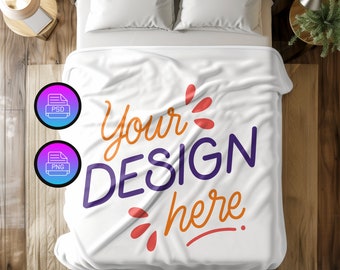 Velveteen Blanket Mockup| Throw Blanket Mockup | Plush Blanket Mockup | Fleece Blanket Mockup | Canva Overlay PNG and Smart Object PSD