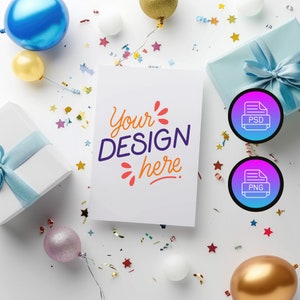 Geburtstagskarten-Mockup | Geburtstagseinladungs-Mockup | Babyparty-Einladungs-Mockup | Party-Einladungs-Mockup | Canva PNG und Smart Object PSD