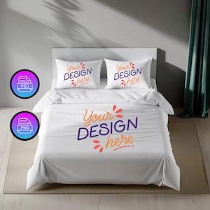 Bedding Set Mockup | Duvet Cover and Pillows Cover Mockup | Boho Bedding Set Mockup | Bedroom Mockup | PNG & Smart Object PSD
