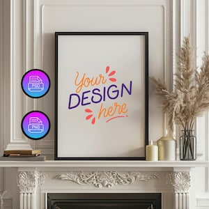 Vertical Black Frame Mockup: 20x28 Inches, Wall Art Display (PNG & PSD)