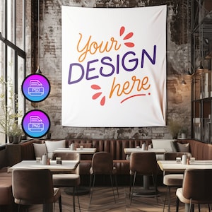 Wall Tapestry Mockup | 88x104 Inches Vertical Tapestry Mockup | Editable Tapestry Mockup | Boho Tapestry | Smart Object PSD and Canva PNG