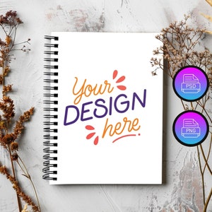 Spiral Bound Notebook Mockup | 6x8 Inches Black Spiral Notebook Mockup |  Spiral Planner Mockup | Boho Notebook Mockup |  | Smart Object PSD