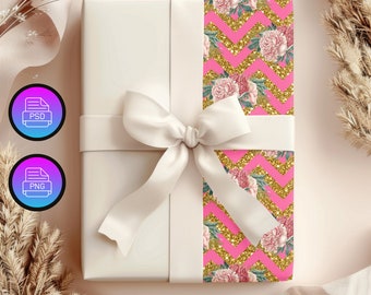 Wrapping Paper Mockup | Digital Paper Listing Mockup | Gift Box Mockup | Wrapped Present Mockup | Etsy Listing Mockup | Smart Object PSD
