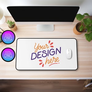 Desk Mat Mockup: 22 x 12 Inches, Black Edges (Digital Download)