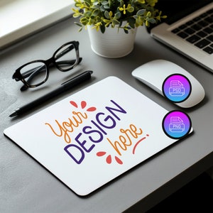 Rechteck Mousepad Mockup | Leeres Mousepad Mockup | Weiß Template Mockup | Canva PNG und Smart Objekt PSD | Digitaler Download Mockup