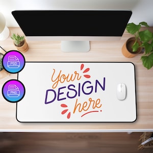 Desk Mat Mockup | 32 x 16 Inches Desk Mat Mockup | Black Edges Mousepad Mockup | Canva PNG and Smart Object PSD |Digital Download Mockup