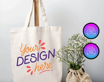 Mockup de bolsa de lona: Objeto inteligente PSD e PNG