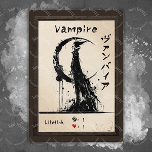 Jeton d'art japonais VAMPIRE Sumi-E pour MTG et autres jeux de cartes à collectionner, jeton unique