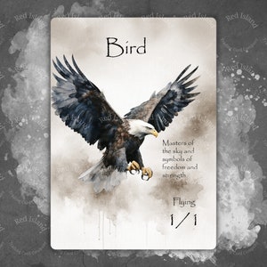 Jeton d'art aquarelle OISEAUX pour MTG et autres jeux de cartes à collectionner, jeton unique