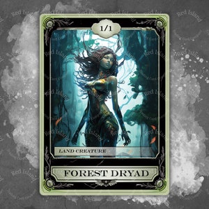 Jeton d'art fantastique dynamique FOREST DRYAD pour MTG et autres jeux de cartes à collectionner, jeton unique
