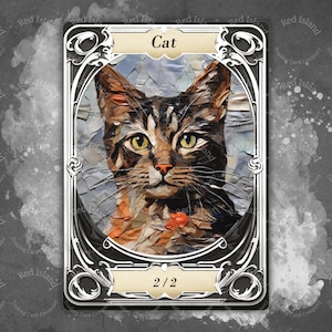 Jeton d'art en papier CAT pour MTG et autres jeux de cartes à collectionner, jeton unique