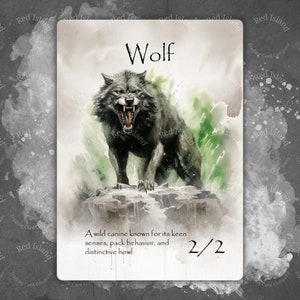 Jeton d'art aquarelle WOLF pour MTG et autres jeux de cartes à collectionner, jeton unique