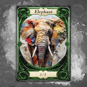 Jeton d'art en papier éléphant pour MTG et autres jeux de cartes à collectionner, jeton unique