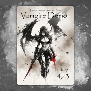 Achat spécial ! 3 x jetons d'art aquarelle démoniaque vampire (volant) pour MTG et autres jeux de cartes à collectionner, jeton unique