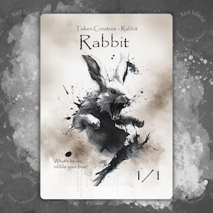 Jeton d'art aquarelle LAPIN pour MTG et autres jeux de cartes à collectionner, jeton unique