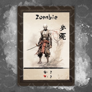 Jeton d'art japonais ZOMBIE Sumi-E pour MTG et autres jeux de cartes à collectionner, jeton unique