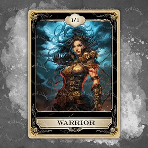 Jeton d'art fantastique GUERRIER pour MTG et autres jeux de cartes à collectionner, jeton unique