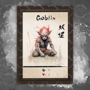 Jeton d'art japonais Sumi-E GOBLIN pour MTG et autres jeux de cartes à collectionner, jeton unique