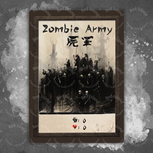 Jeton d'art japonais Sumi-E ZOMBIE ARMY pour MTG et autres jeux de cartes à collectionner, jeton unique