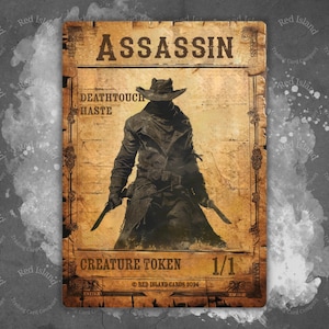 Jeton ASSASSIN (toucher mortel, hâte) Outlaws of Thunder Junction pour MTG et autres jeux de cartes à collectionner, jeton unique