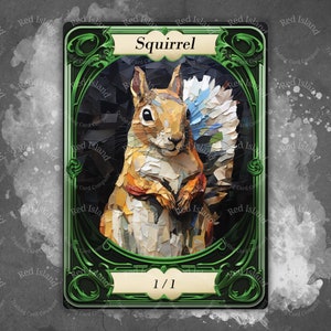 Jeton d'art en papier Écureuil pour MTG et autres jeux de cartes à collectionner, jeton unique