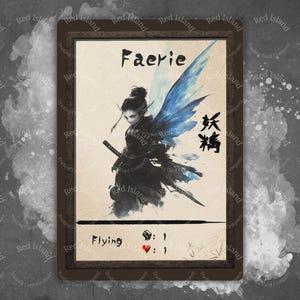 Jeton d'art japonais FAERIE Sumi-E pour MTG et autres jeux de cartes à collectionner, jeton unique